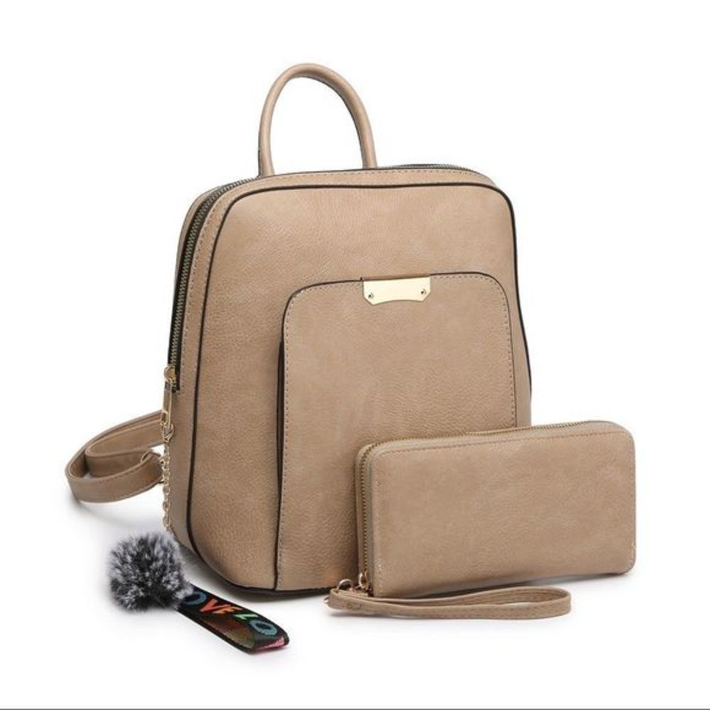 Convertible tan backpack set